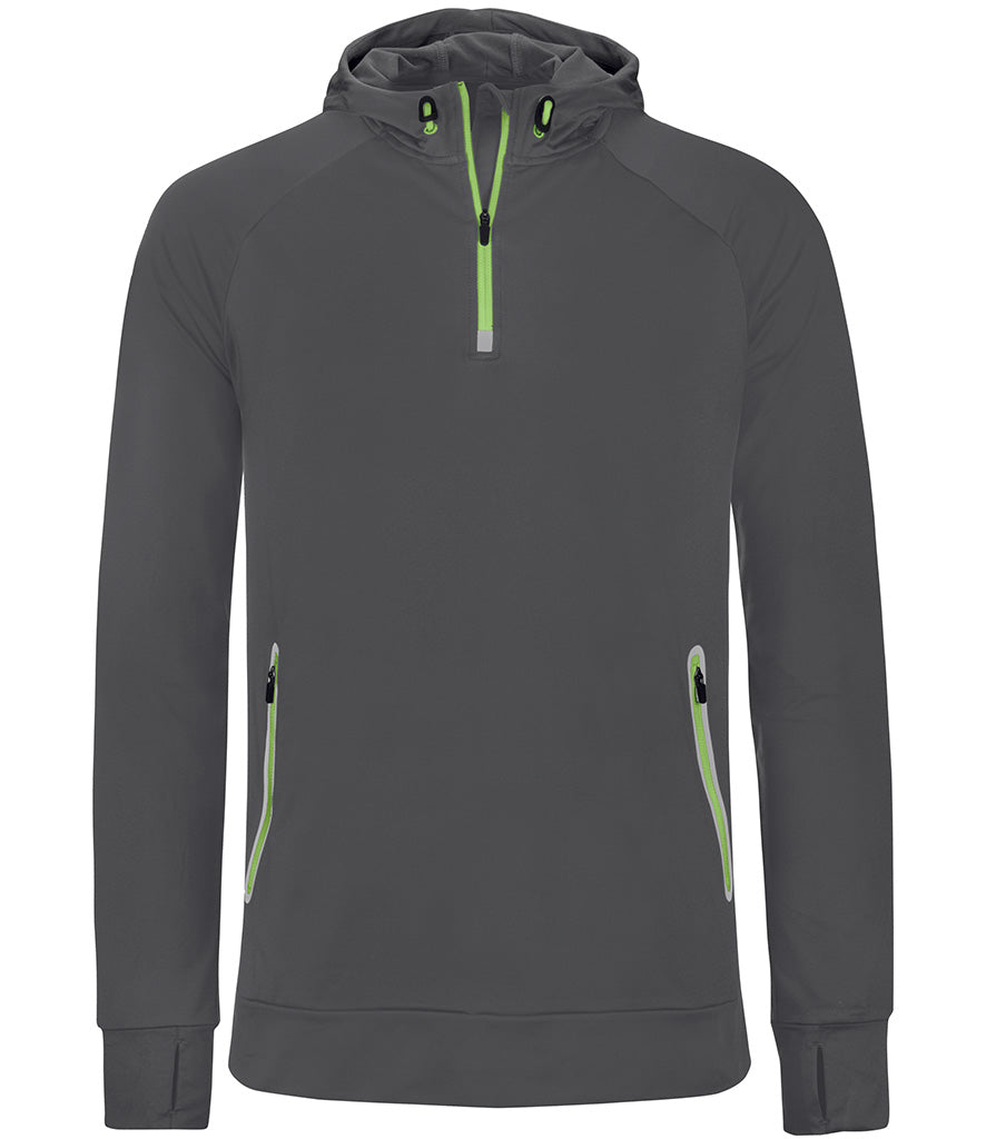 Proact Zip Neck Hooded Sweatshirt