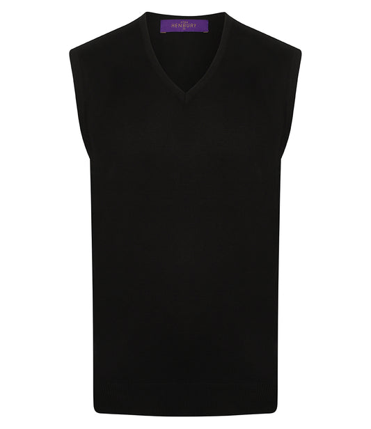 Henbury Lightweight Sleeveless Cotton Acrylic V Neck Sweater