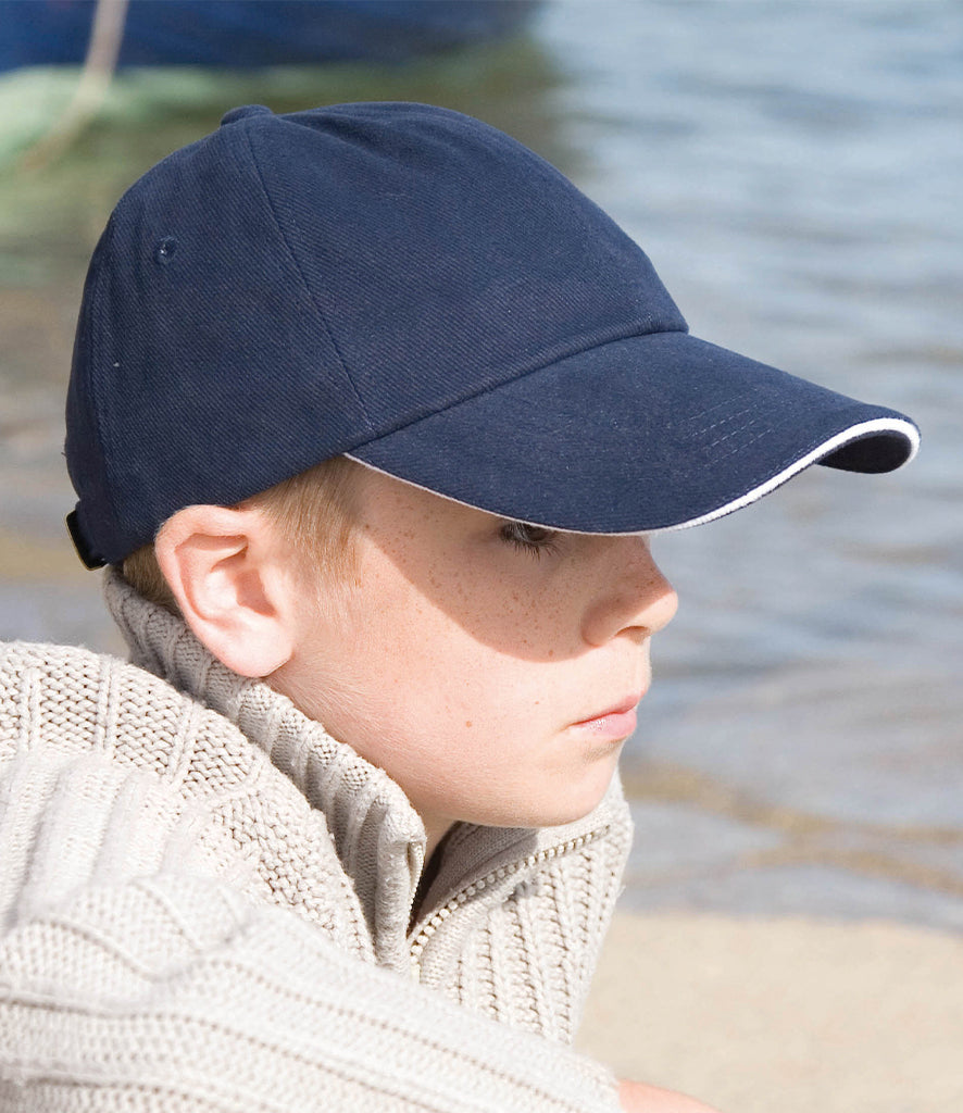 Result Kid's Low Profile Heavy Brushed Cotton Cap with Sandwich Peak