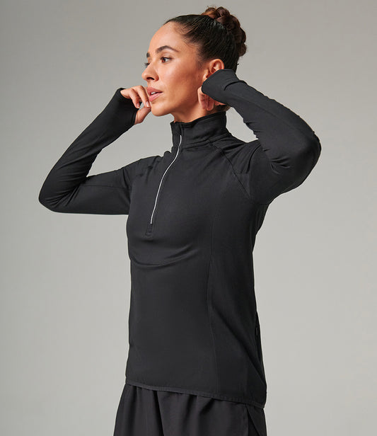 Tombo Ladies Long Sleeve Zip Neck Performance Top