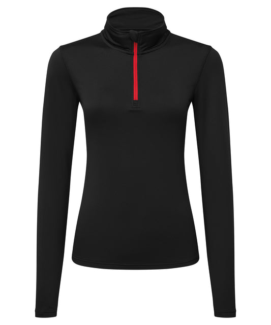 TriDri® ladies recycled long sleeve brushed back ¼ zip top