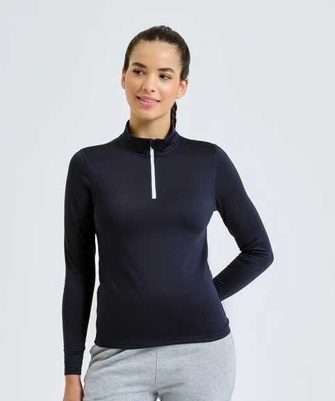 TriDri® ladies recycled long sleeve brushed back ¼ zip top